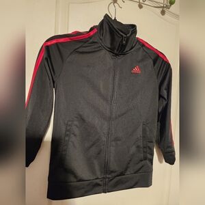 Boys Black And Red Adidas Track Jacket Size 7